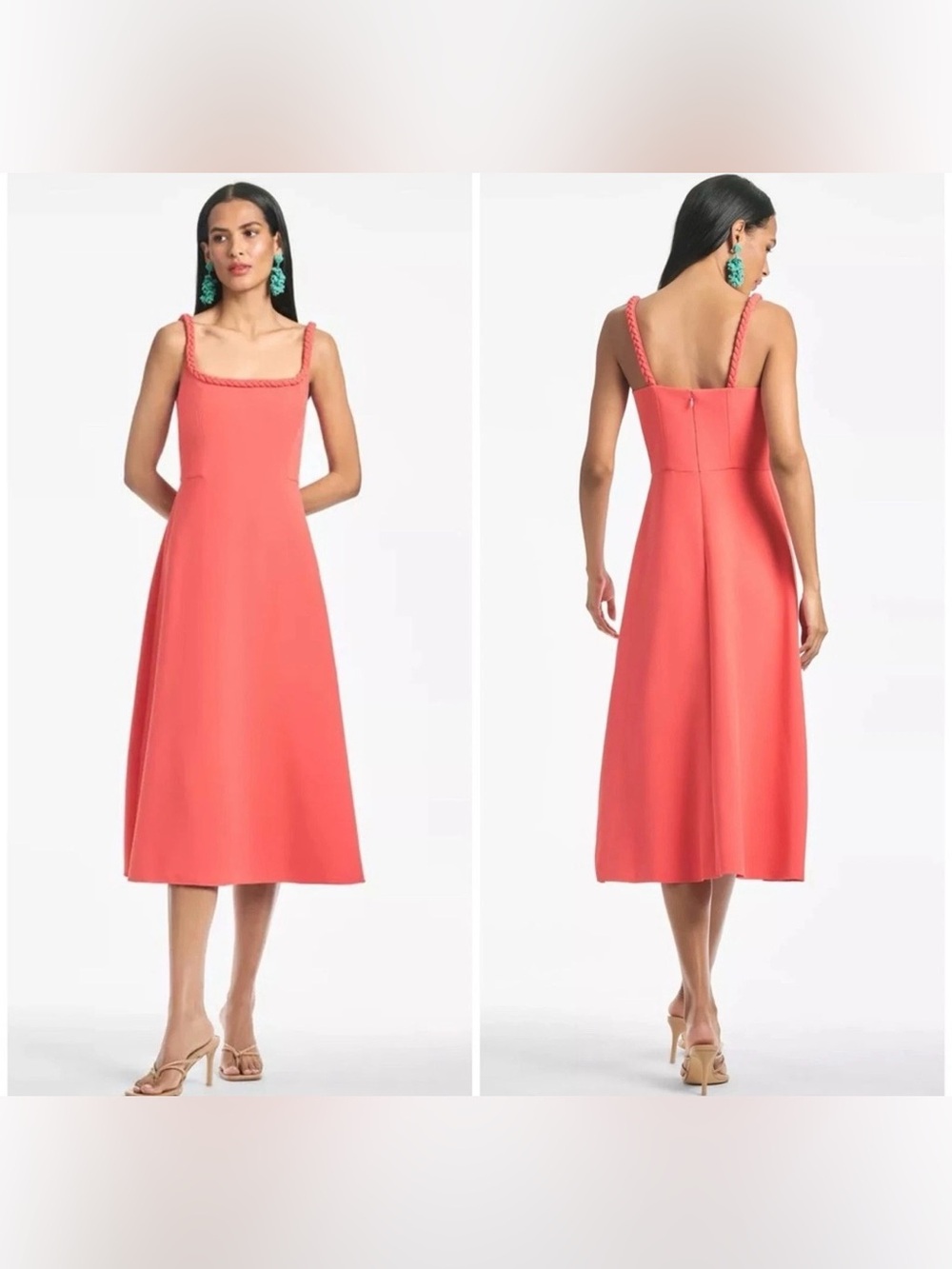 Sachin & Babi Coral Braided Trim Scoop Neck Cocktail Sheath Dress NWT Sz 8